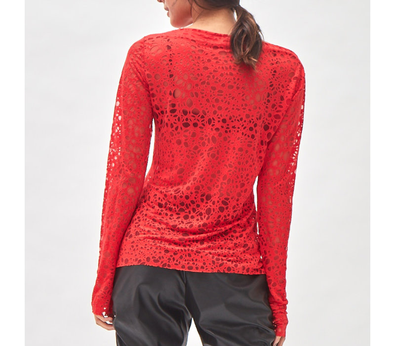 t-shirt Rain drops long sleeves - red