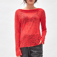 t-shirt Rain drops long sleeves - red