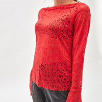 t-shirt Rain drops long sleeves - red