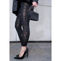 printed leggings high waist Eyelets - black  - black