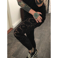 Leggings Flower - black  on black