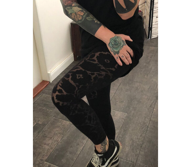 Leggings Flower - black  on black