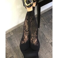 high waisted black devore printed leggings  in Japanese style