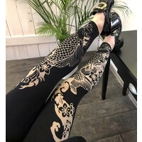 high waisted devore printed  legging in Japanese style