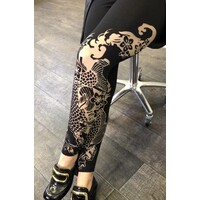 high waisted devore printed  legging in Japanese style