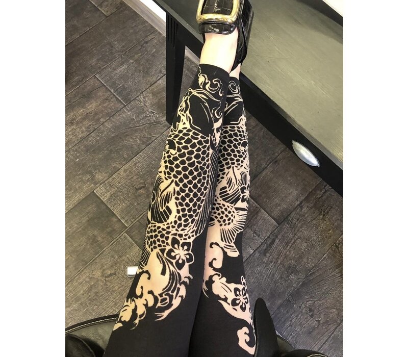 high waisted devore printed  legging in Japanese style