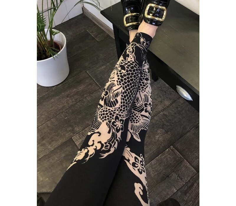 high waisted devore printed  legging in Japanese style