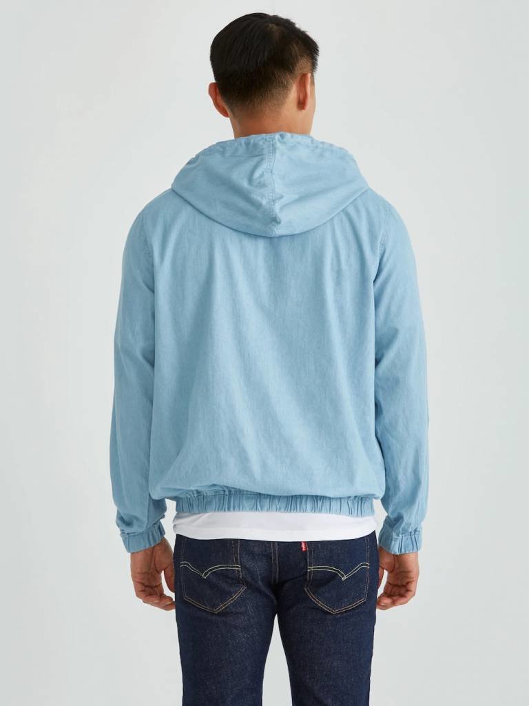 Summer-Denim Cotton Hoodie in Light Indigo