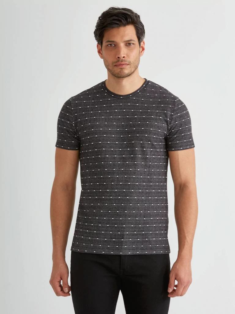 Jacquard Dotted Crewneck Jersey Tee in True Black