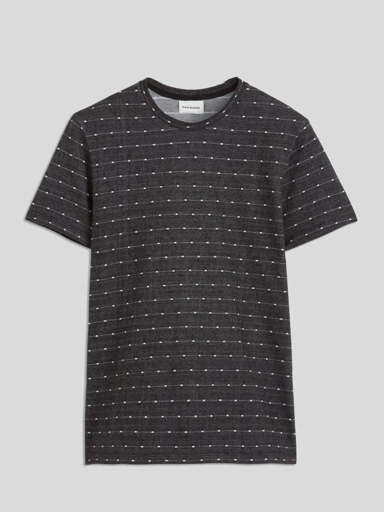 Jacquard Dotted Crewneck Jersey Tee in True Black