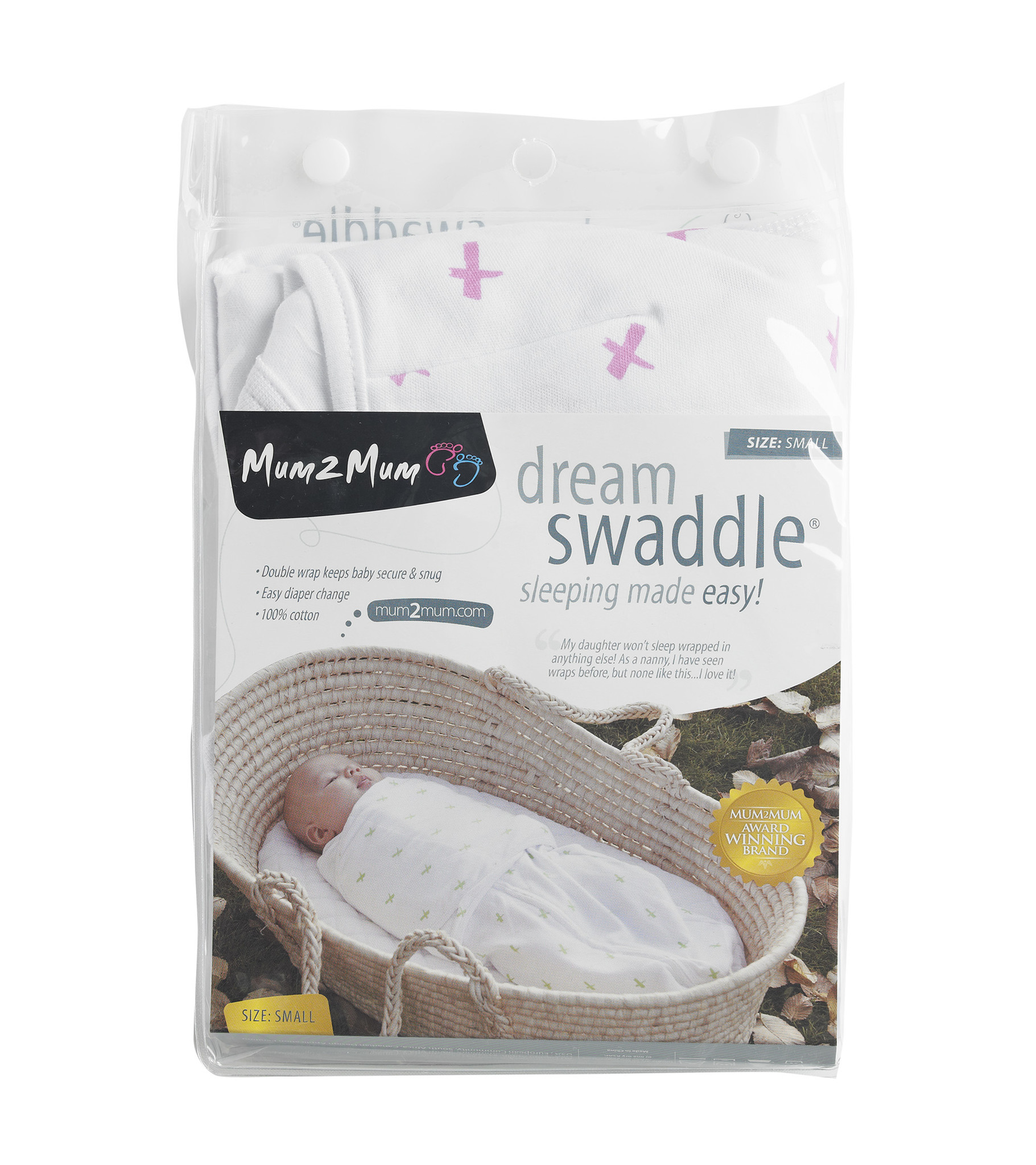 Mum2Mum Dream Swaddle Inbakerdoek Klein Roze X SlabEnZo