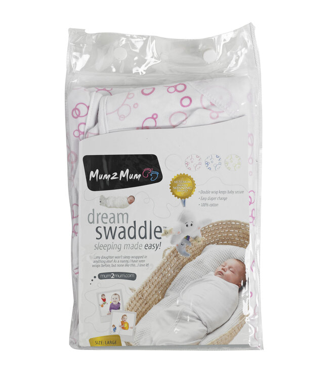 Mum2Mum Mum2Mum Dream Swaddle- Inbakerdoek Groot| Roze bubbels