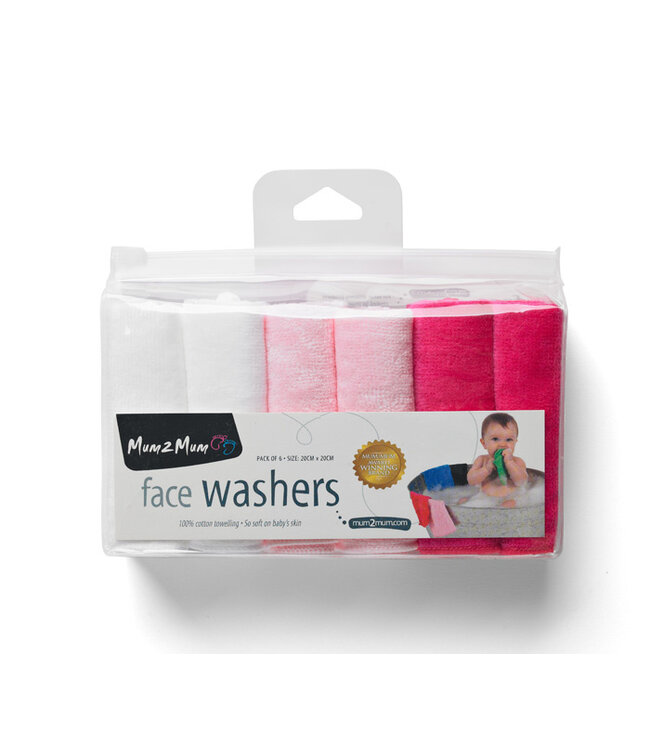 Mum2Mum Face Washers  Girl Mix 6 stuks in een verpakking