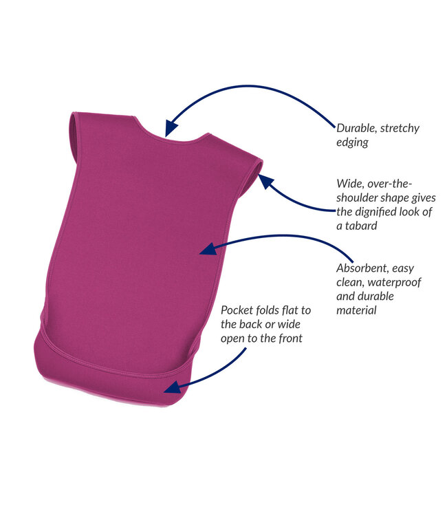 Bibetta Care Waterproof bibs, the Bibetta Tabard Slab Large Burgundy Pro80
