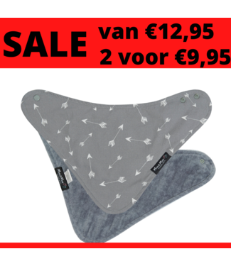 Mum2Mum Fashion Bandana Wonderslab Grijs met pijlen  2 stuks