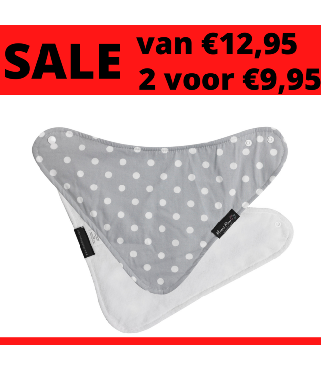 Mum2Mum Fashion Bandana Wonder Lätzchen Grau mit weißen Punkten 2 Stück