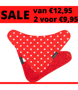 Mum2Mum Fashion Bandana Wonderslab Rood met witte stippen  2 stuks