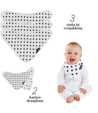 Mum2Mum Bamboo Bandana Bib Black Blocks 3 stuks