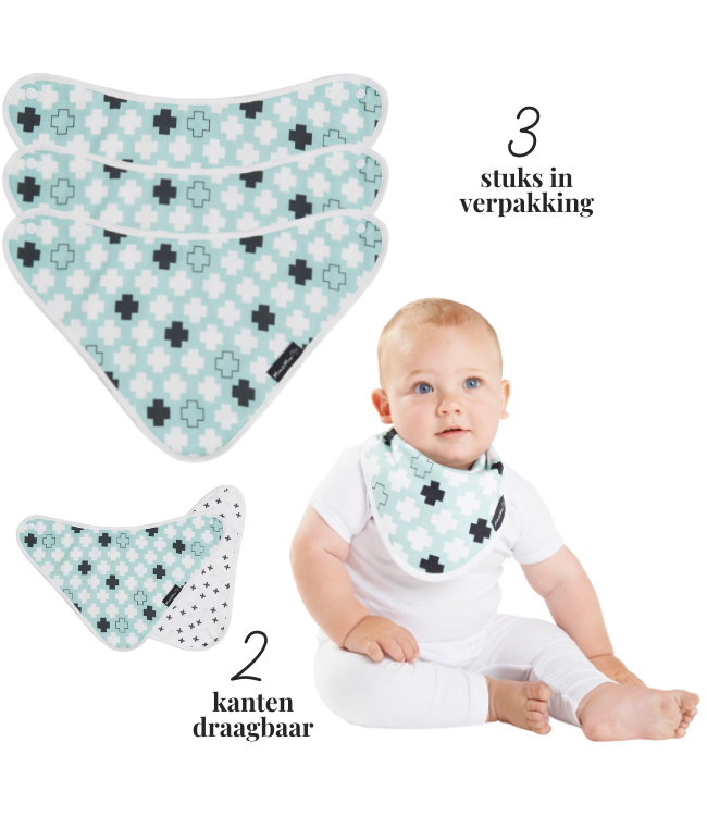 Mum2Mum Bambus-Bandana-Lätzchen Mint Plus 3 Stück