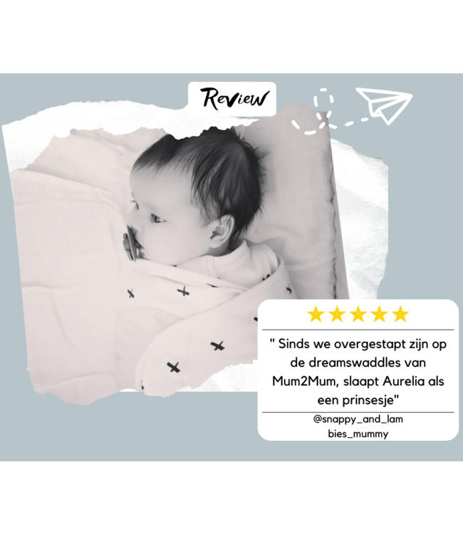 Mum2Mum Mum2Mum Dream Swaddle- Inbakerdoek Klein| Zwarte X