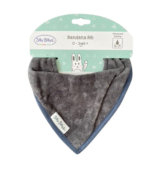 Silly Billyz Silly Billyz Cotton Bandana Gray with Blue piping