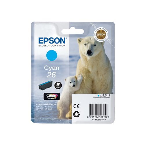 Epson 26 C13T26124010 Ink Cyan 300 Pages Original epson kopen in de aanbieding
