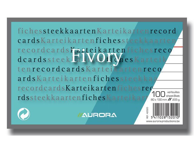 Aurora Systeemkaart 80 X 130 Mm Gelijnd 6 Mm Met Rode Koplijn 205 Gm Pak 100 Vel aurora kopen in de aanbieding