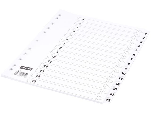 Staples Tabbladen Wit Karton 11 Rings A4 Bedrukte Tabs 1 15 Set 15 Vel staples kopen in de aanbieding Staples Tabbladen Wit Karton 11 Rings A4 Bedrukte Tabs 1 15 Set 15 Vel staples kopen in de aanbieding