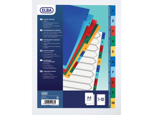 Elba Tabbladen Gekleurd Kunststof 11 Rings A4 Bedrukte Tabs 1 10 elba kopen in de aanbieding Elba Tabbladen Gekleurd Kunststof 11 Rings A4 Bedrukte Tabs 1 10 elba kopen in de aanbieding