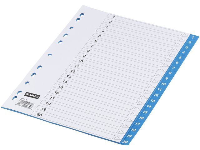 Staples Tabbladen Blauw Kunststof 11 Rings A4 Bedrukte Tabs 1 20 Set 20 Vel staples kopen in de aanbieding Staples Tabbladen Blauw Kunststof 11 Rings A4 Bedrukte Tabs 1 20 Set 20 Vel staples kopen in de aanbieding