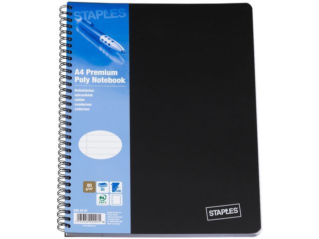 Staples Premium Spiraalblok A4 4 Gaats Gelijnd Zwart staples kopen in de aanbieding Staples Premium Spiraalblok A4 4 Gaats Gelijnd Zwart staples kopen in de aanbieding