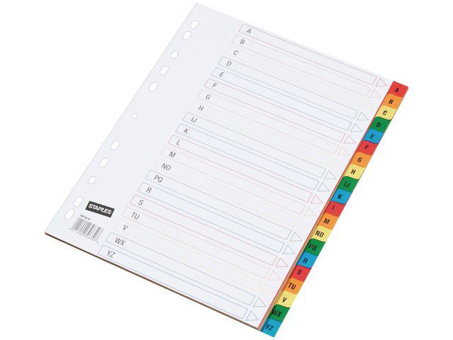 Staples Tabbladen Gekleurd Kunststof 11 Rings A4 Bedrukte Tabs A Z Set 20 Vel staples kopen in de aanbieding Staples Tabbladen Gekleurd Kunststof 11 Rings A4 Bedrukte Tabs A Z Set 20 Vel staples kopen in de aanbieding