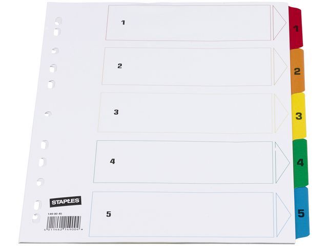 Staples Tabbladen Wit Karton Met Gekleurde Tabs 11 Rings A4 Bedrukte 1 5 Set 5 Vel staples kopen in de aanbieding Staples Tabbladen Wit Karton Met Gekleurde Tabs 11 Rings A4 Bedrukte 1 5 Set 5 Vel staples kopen in de aanbieding
