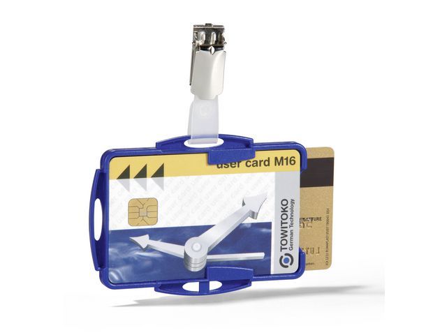 Durable Dubbele Houder Voor Bedrijfspassen 54 X 85 Mm Blauw Pak 25 Stuks durable kopen in de aanbieding