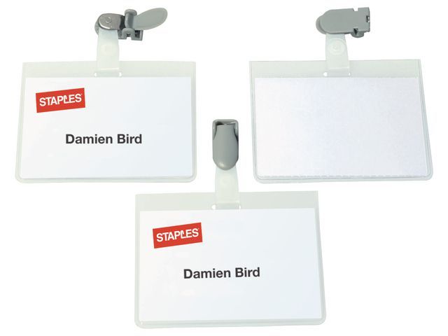 Staples Naambadge Met Clip 60 X 90 Mm Gesloten Versie Pak 25 Stuks staples kopen in de aanbieding