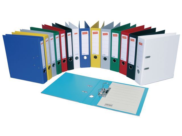 Staples Ordner Premium Rugbreedte 80 Mm Lichtblauw staples kopen in de aanbieding