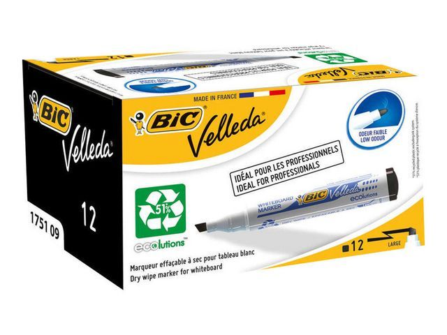 Bic 1751 Velleda Eco Whiteboardmarker Beitelvormige Punt 3 55 Mm Zwart Doos 12 Stuks bic kopen in de aanbieding Bic 1751 Velleda Eco Whiteboardmarker Beitelvormige Punt 3 55 Mm Zwart Doos 12 Stuks bic kopen in de aanbieding