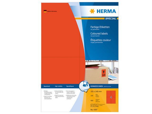 Herma Gekleurde Etiketten 105X148 Mm Rood Pak 400 Stuks herma kopen in de aanbieding Herma Gekleurde Etiketten 105X148 Mm Rood Pak 400 Stuks herma kopen in de aanbieding