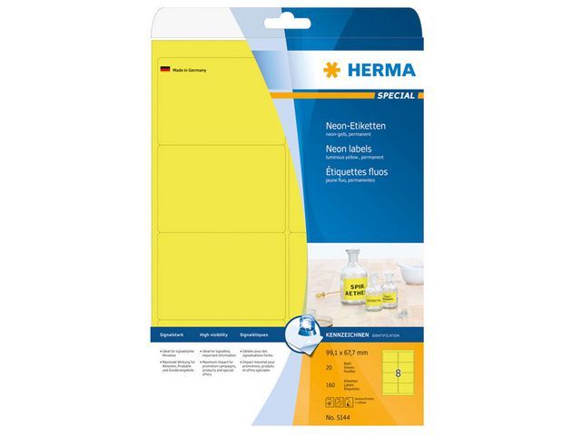 Herma Neon Etiketten 991X677 Mm Geel Pak 160 Stuks herma kopen in de aanbieding