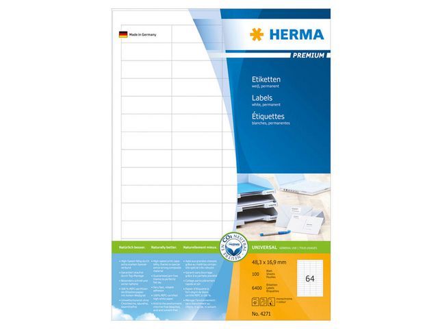 Herma Premium Etiketten Met Rechte Hoeken 483X169 Mm 4271 Pak 6400 Stuks herma kopen in de aanbieding