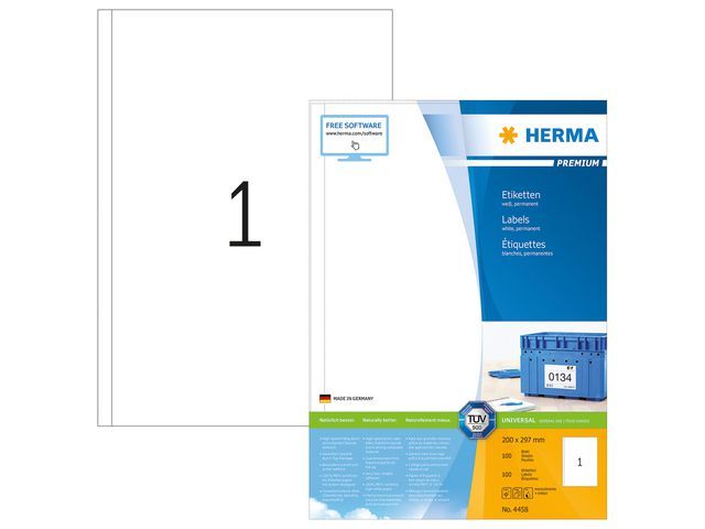 Herma Premium Etiketten Met Rechte Hoeken 200X297 Mm 4458 Pak 100 Stuks herma kopen in de aanbieding