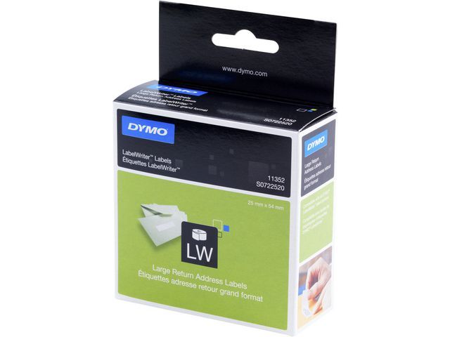Dymo Etiketten Voor Labelwriters Retouradres 11352 25 X 54 Mm Pak 500 Stuks dymo kopen in de aanbieding