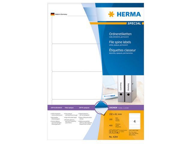Herma Rugetiketten 192X61 Mm Wit Pak 400 Stuks herma kopen in de aanbieding Herma Rugetiketten 192X61 Mm Wit Pak 400 Stuks herma kopen in de aanbieding