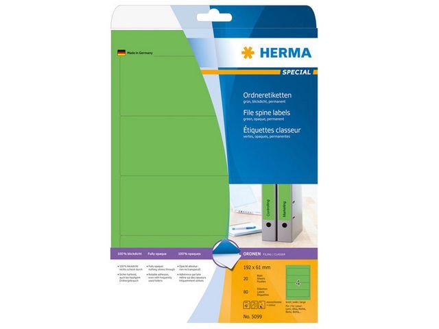Herma Ordneretiketten 192X61 Mm Groen Pak 80 Stuks herma kopen in de aanbieding