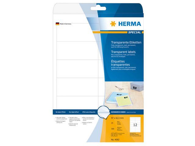 Herma Transparante Folie Etiketten 66X338 Mm 4681 Pak 600 Stuks herma kopen in de aanbieding Herma Transparante Folie Etiketten 66X338 Mm 4681 Pak 600 Stuks herma kopen in de aanbieding