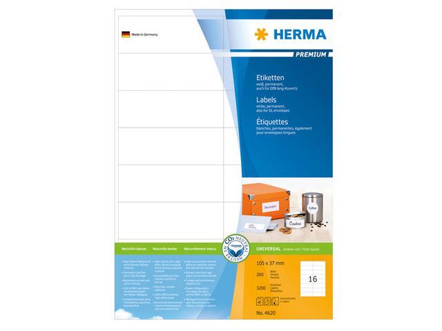 Herma Premium Etiketten Met Rechte Hoeken Ks Pak 3200 Stuks herma kopen in de aanbieding