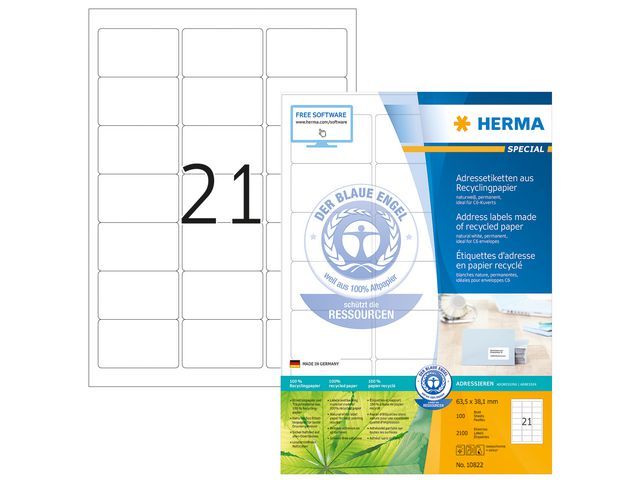 Herma Gerecyclede Etiketten Met Rechte Hoeken 635X381 Mm 10822 Pak 2100 Stuks herma kopen in de aanbieding