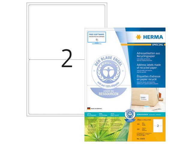Herma Gerecyclede Etiketten Met Rechte Hoeken 1996X1435 Mm 10830 Pak 200 Stuks herma kopen in de aanbieding