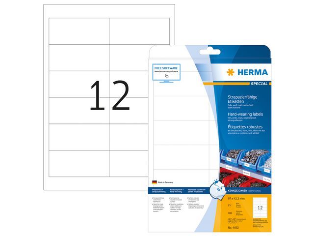 Herma Weerbestendige Folie Etiketten 97X423 Mm 4692 Pak 300 Stuks herma kopen in de aanbieding