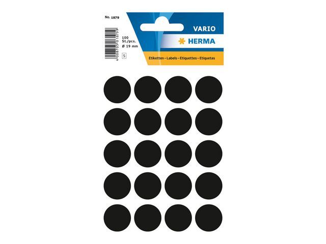 Herma Markeer Etiket Diameter 19 Mm Zwart Pak 100 Stuks herma kopen in de aanbieding
